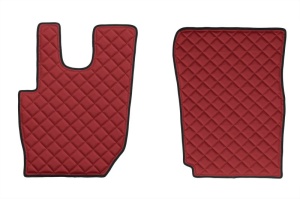 Set covorase podea camion potrivit DAF ECO-LEATHER, set 3 buc. (material - eco-piele, culoare - rosu, transmisie automata) potrivit DAF dupa 2013 - Img 2