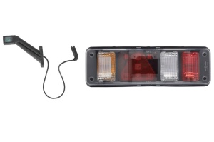 Stop spate Stanga (LED/P21W/PY21W, 24V, cu indicator, lampa anti-ceata, lampa mers inapoi, cu lumini frana, lumini parcare/pozitie, reflector triunghiular, cu lampa cu brat de extensie, conector: 7PI