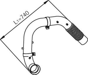 Teava esapament (lungime:740/742,2mm) potrivit MERCEDES AXOR 2 OM926.913-OM926.990 dupa 2004