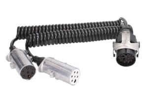 Cablu electric spiralat (poliuretan, lungime de lucru 3,5m, lungime maxima 4,5m, priza cu fire "N" si "S" 15/7/7 24 V, 9 pini activi)