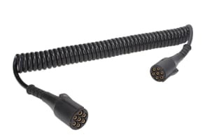 Cablu electric spiralat (poliuretan, lungime de lucru 4,5m, lungime maxima 5,2m, 1x1+6x0,75, cu dopuri feminine, 7 numar pini, dopuri acoperite; tip N)
