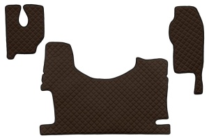 Covor podea camion potrivit MERCEDES, Scaun fix pentru pasager tunel inalt, ECO-LEATHER, set 3 buc. (material - eco-piele, culoare - maro)
