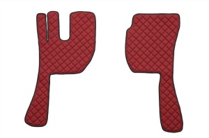 Covor podea camion potrivit VOLVO, ECO-LEATHER, set 3 buc. (material - eco-piele, culoare - rosu, fara compartiment in carcasa cutiei de viteze) - Img 2