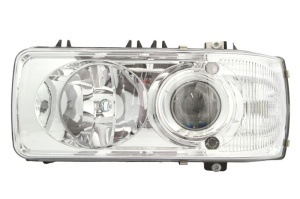 Far stanga D2S/H1/PY21W/W5W, electric, fara invertor, fundal: crom, culoare Semnalizator: alba DAF CF 65, CF 75, CF 85, LF 45, LF 55, XF 105, XF 95 dupa 2001