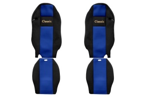 Huse scaun camion Classic (albastru, material velur, serie CLASSIC, centura pasager asamblata in scaun) Mercedes Actros