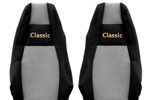 Huse scaun camion Classic (gri, material eco-piele, serie CLASSIC, integreaza tetiera pasagerului; tetiera soferului integrata) potrivit SCANIA SCANIA - Img 2