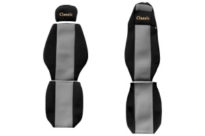 Huse scaun camion Classic (gri, material velur, serie CLASSIC, Cabina MEGA SPACE; centura pasager asamblata in scaun) Mercedes Actros
