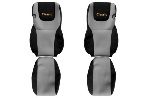 Huse scaun camion Classic (gri, material velur, serie CLASSIC, Euro 6; centura pasager asamblata in scaun scaune cu tetiere DAF XF 105 XF 106