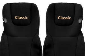 Huse scaun camion Classic (negru, material velur, serie CLASSIC, Euro 6; centura pasager asamblata in scaun scaune cu tetiere DAF XF 105 XF 106 - Img 2