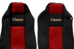 Huse scaun camion Classic (rosu, material velur, serie CLASSIC, centura pasager asamblata in scaun scaunul soferului - ISRI; MAN TGX - Img 2