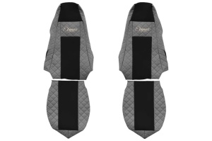 Huse scaun camion Elegance (gri, material eco-piele / velur, serie ELEGANCE, tetiera integrata pentru pasageri; tetiera soferului integrata) potrivit SCANIA