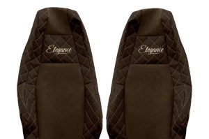 Huse scaun camion Elegance (maro, material eco-piele, serie ELEGANCE, tetiera integrata pentru pasageri; tetiera soferului integrata) potrivit SCANIA R - Img 3