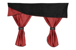 Perdea cortina cabina ( fata, spate, piele intoarsa) ELEGANCE, set 7 buc rosu, tip cabina: TOPLINE potrivit SCANIA L,P,G,R,S, P,G,R,T dupa 2004