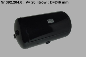 Rezervor aer sistem compresor POLMO diametru 246mm/lungime500mm/ debit 20dm/3, 3xM22x1, 5 singular, Dublu, partea opusa, drenare M22x1, 5