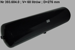 Rezervor aer sistem compresor POLMO diametru 276mm/lungime1110mm/ debit 60dm/3, 3xM22x1, 5 singular, Dublu, partea opusa, drenare M22x1, 5