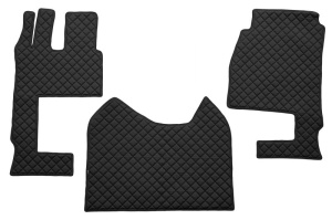 Set covor podea camion Mercedes Actros scaun pasager convertibil, ECO-LEATHER, set 3 buc. (material - eco-piele, culoare - negru, cabina lata 250 cm)