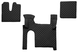 Set covor podea camion potrivit MAN ECO-LEATHER, set 3 buc. (material - eco-piele, culoare - negru, pentru transmisie manuala) potrivit MAN TGX