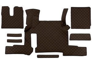 Set covor podea camion potrivit MAN ECO-LEATHER, set 7 bucati (material - eco-piele, culoare - maro, transmisie automata) potrivit MAN TGX