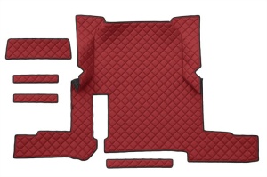 Set covor podea camion potrivit MAN un sertar, ECO-LEATHER, set 7 bucati (material - eco-piele, culoare - rosu, transmisie automata) potrivit MAN TGX dupa 2019 - Img 3