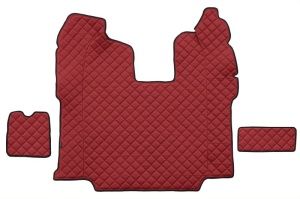 Set covor podea camion potrivit Scania ECO-LEATHER, set 5 buc (material - eco-piele, culoare - rosu, scaune standard - nu RECARO; transmisie automata) - Img 3