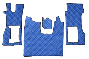Set covor podea camion potrivit Scania scaun pneumatic pentru pasageri, ECO-LEATHER, set 3 buc. (material - eco-piele, culoare - albastru) potrivit SCANIA L