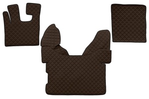 Set covorase podea camion potrivit DAF ECO-LEATHER, set 3 buc. (material - eco-piele, culoare - maro, transmisie automata) potrivit DAF XF 105, XF 106 dupa 2005