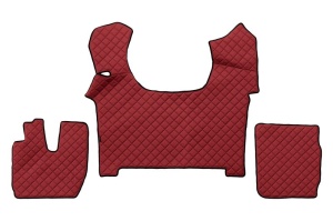 Set covorase podea camion potrivit Iveco ECO-LEATHER (material - eco-piele, culoare - rosu, transmisie automata) potrivit IVECO S-WAY dupa 2019