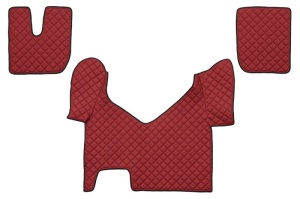 Set covorase podea camion potrivit Iveco ECO-LEATHER, set 3 buc. (material - eco-piele, culoare - rosu, transmisie automata) potrivit IVECO STRALIS I dupa 2013