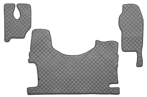 Covor podea camion potrivit MERCEDES, Scaun fix pentru pasager tunel inalt, ECO-LEATHER, set 3 buc. (material - eco-piele, culoare - gri)