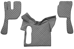 Covor podea camion potrivit VOLVO, fara compartiment in carcasa cutiei de viteze, ECO-LEATHER, set 3 buc. (material - eco-piele, culoare - gri)