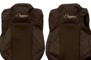 Husa scaun ELEGANCE Q potrivit MERCEDES ACTROS MP4 / MP5 dupa 2011 (maro, piele matlasată ECO / velours, scaun pliant al pasagerului, scaunul soferului confortabil, ventilat) - Img 2