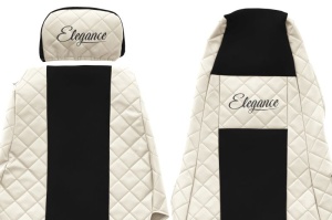 Husa scaun ELEGANCE Q potrivit SCANIA G I, P I, R I, R II dupa 2003 (sampanie, piele matlasată ECO / velours, tetiera reglabila a pasagerului, tetiera soferului integrata) - Img 2