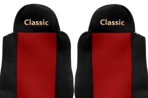 Huse scaun camion Classic (rosu, material velur, serie CLASSIC, centura pasager asamblata in afara scaunului; centura de siguranta a soferului asamblata in scaun) MAN - Img 2
