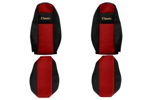 Huse scaun camion Classic (rosu, material velur, serie CLASSIC, egrate) potrivit VOLVO FH4