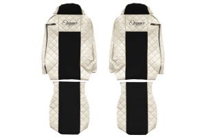 Huse scaun camion Elegance (bej, material eco-piele / velur, serie ELEGANCE) potrivit IVECO