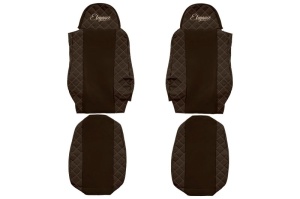 Huse scaun camion Elegance (maro, material eco-piele / velur, serie ELEGANCE) potrivit DAF