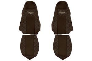 Huse scaun camion Elegance (maro, material eco-piele / velur, serie ELEGANCE, tetiera integrata pentru pasageri; tetiera soferului integrata) potrivit SCANIA