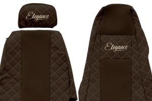 Huse scaun camion Elegance (maro, material eco-piele / velur, serie ELEGANCE, tetiera reglabila a pasagerului; tetiera soferului integrata) potrivit SCANIA - Img 3