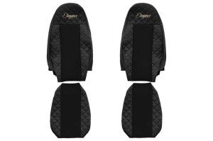 Huse scaun camion Elegance (negru, material eco-piele / velur, serie ELEGANCE, egrate) potrivit VOLVO