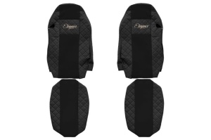 Huse scaun camion Elegance (negru, material eco-piele / velur, serie ELEGANCE, scaune standard; scaunul soferului standard - nu ISRI) potrivit MAN