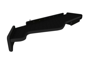 Raft interior cabina potrivit IVECO STRALIS I, STRALIS II dupa 2002 (cabina larga SPAtIU ACTIV, lung, Panou LED, lumina alba, sertar suplimentar sub blatul mesei, lung, culoare: negru, serie: ELEGANCE)