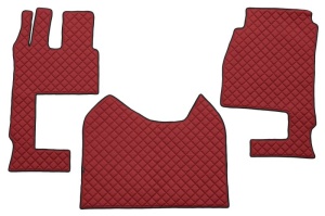 Set covor podea camion Mercedes Actros scaun pasager convertibil, ECO-LEATHER, set 3 buc. (material - eco-piele, culoare - rosu, cabina lata 250 cm)