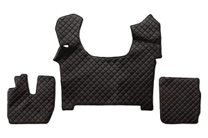 Set covorase podea camion potrivit Iveco ECO-LEATHER (material - eco-piele, culoare - negru/rosu, transmisie automata) potrivit IVECO S-WAY dupa 2019