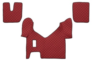 Set covorase podea camion potrivit Iveco ECO-LEATHER, set 3 buc. (material - eco-piele, culoare - rosu, pentru transmisie manuala) potrivit IVECO STRALIS