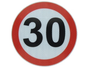 Sticker autocolant avertizare limita viteza 30km/h 1 buc, reflectorizanta diametru 20cm