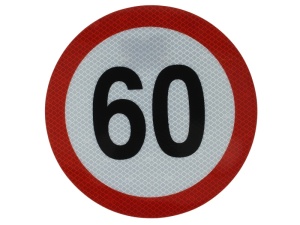 Sticker autocolant avertizare limita viteza 60km/h 1 buc, reflectorizanta diametru 20cm