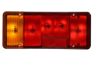 Stop spate Stanga potrivit IVECO EUROCARGO I-III, EUROFIRE II, EUROSTAR dupa 1978 (12/24V, cu indicator, lampa anti-ceata, cu lumini frana, lumini parcare/pozitie, reflector, conector: 5PIN)