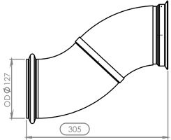 Teava esapament (diametru:127mm, lungime:305/420mm) EURO 4 potrivit DAF CF 85, XF 105 dupa 2005