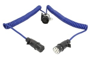Cablu electric spiralat (lungime de lucru 3,5m, 1x1,5+6x1, adaptor de soclu cu convertoare "N" si "S" 15/7/7 24 V, 12 pini activi; dopuri de plastic)