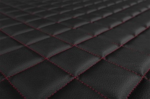 Covoras bord (locas senzor) negru/rosu, ECO-piele, ECO-LEATHER potrivit VOLVO FH16 II dupa 2014 - Img 2
